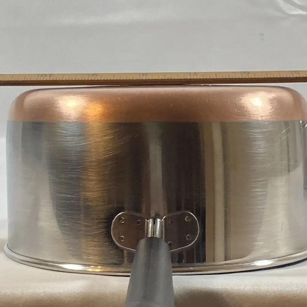 Revere Ware 1 1/2 Qt Copper Bottom Pot Lid Double Boiler Clinton 87 Stainless